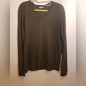 COS Women's Silk Cotton v-neck Olive Green Sweater SM